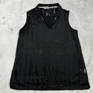 Jamie Sadock‎ Sugar Sleeveless Tank Top Womens Size Small Black Golf Embellished